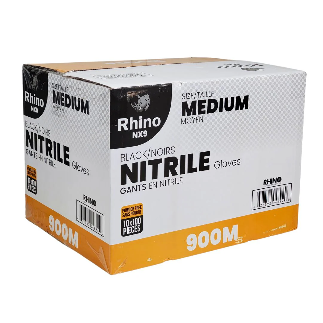 Rhino - NX9 - Black Nitrile Gloves - PF - Medium - 900M - Image 3