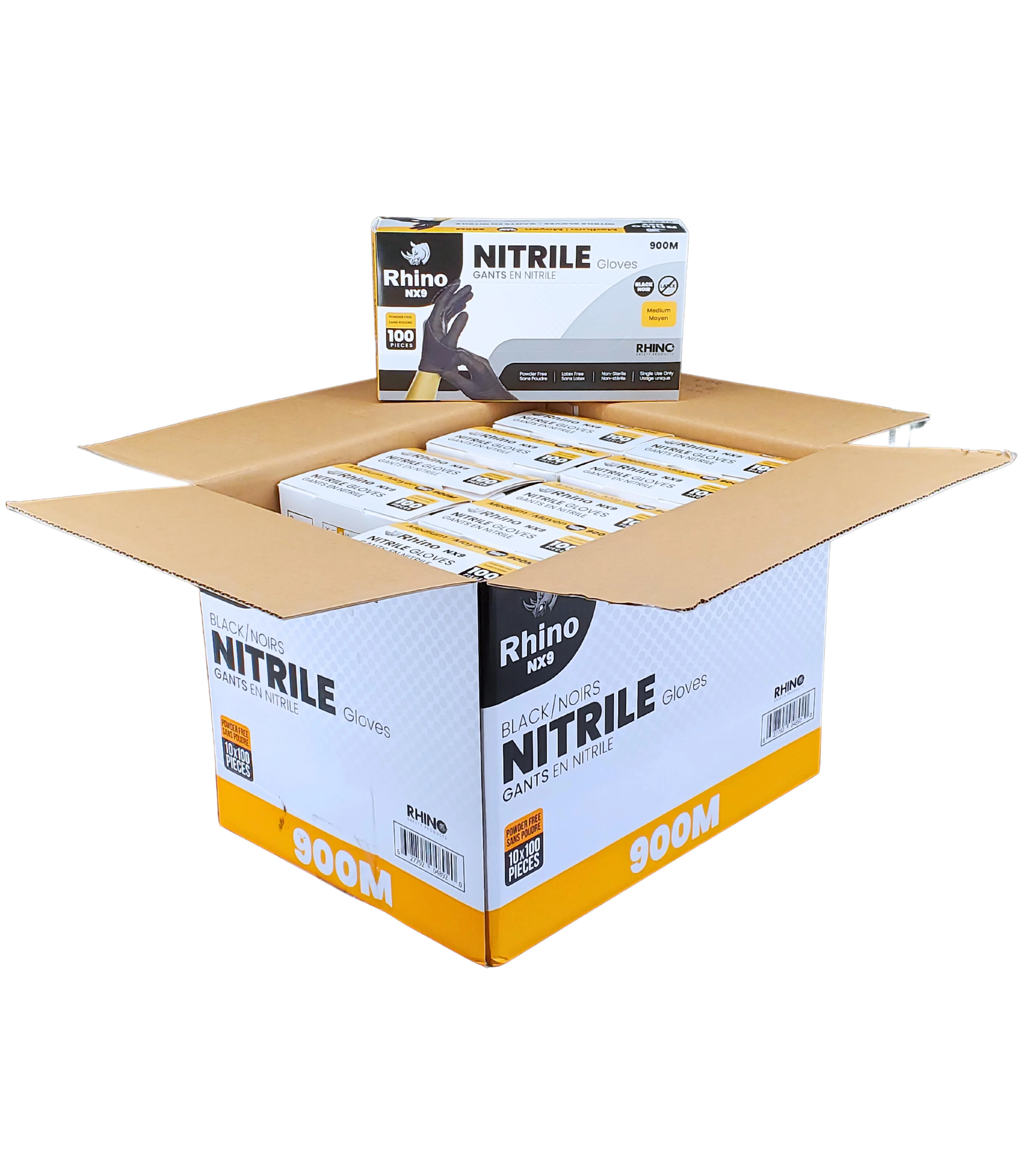 Rhino - NX9 - Black Nitrile Gloves - PF - Medium - 900M - Image 4
