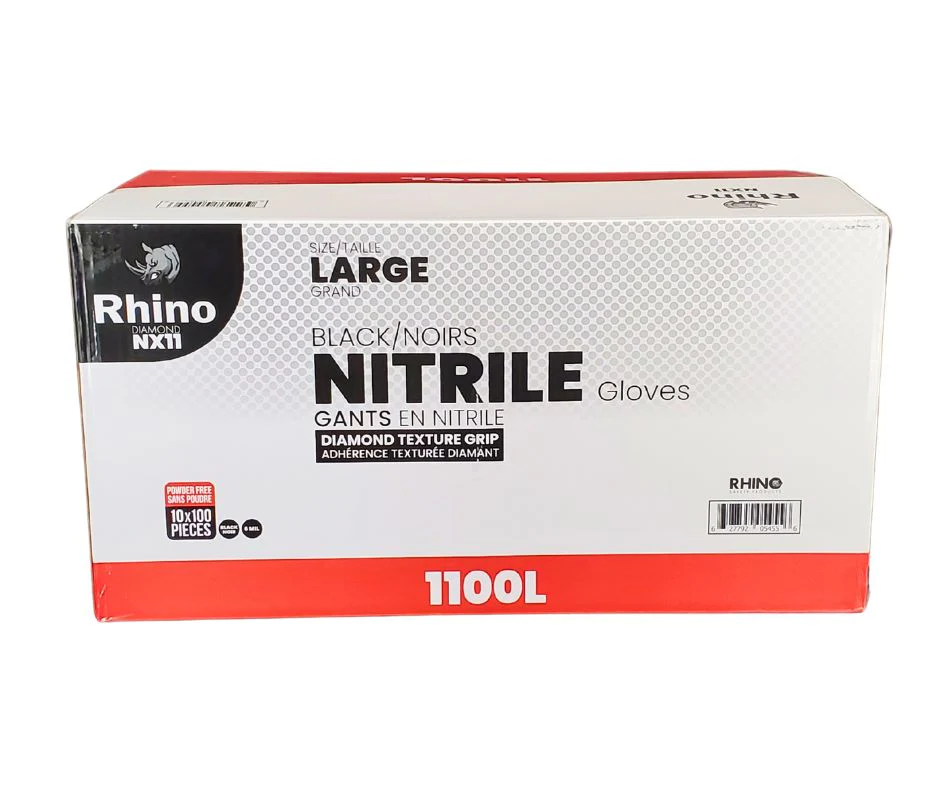 Rhino - NX11 - Black Nitrile Gloves - Diamond - 6mil - Large - 1100L - Image 3