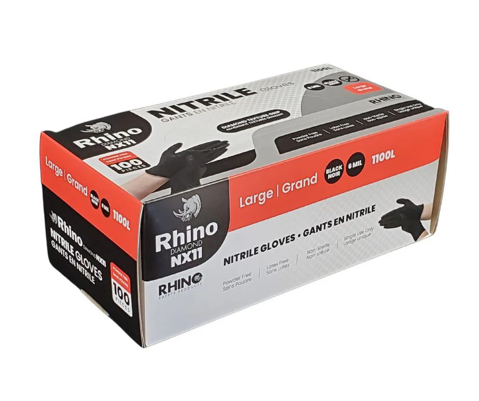 Rhino - NX11 - Black Nitrile Gloves - Diamond - 6mil - Large - 1100L - Image 4