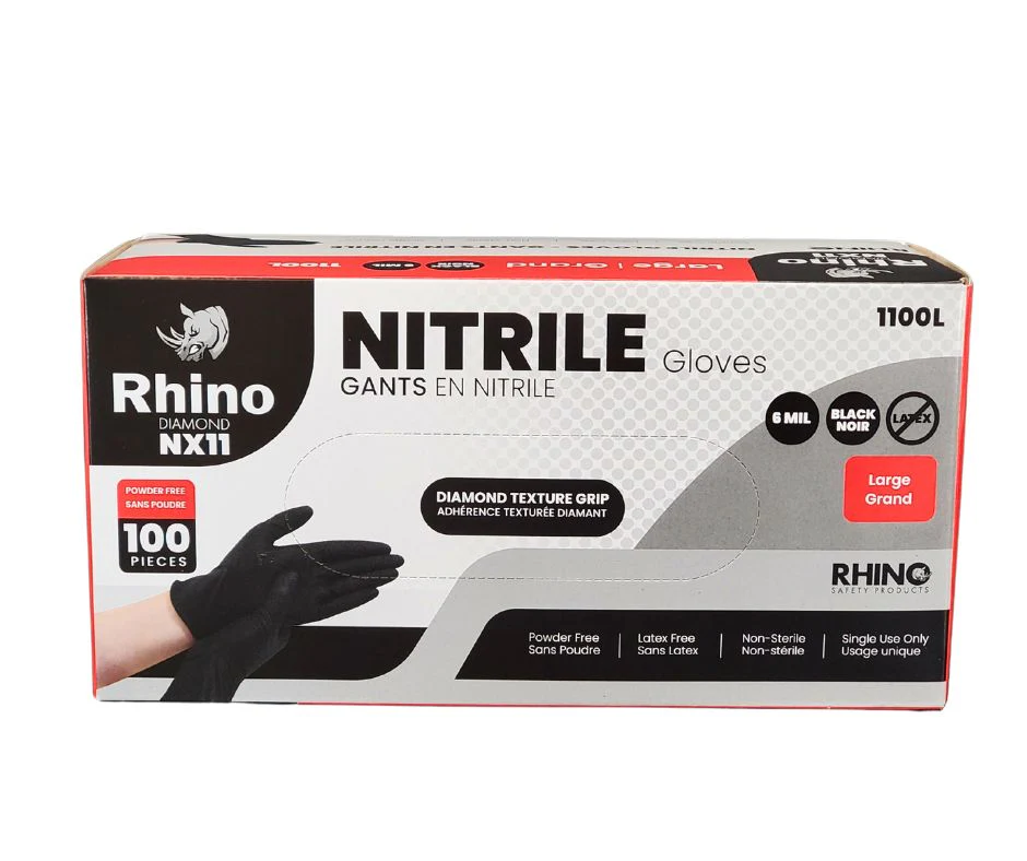 Rhino - NX11 - Black Nitrile Gloves - Diamond - 6mil - Large - 1100L - Image 5