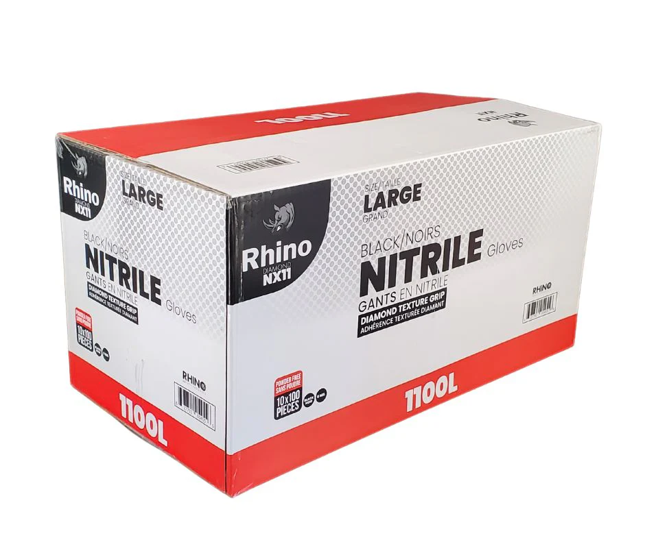 Rhino - NX11 - Black Nitrile Gloves - Diamond - 6mil - Large - 1100L - Image 6