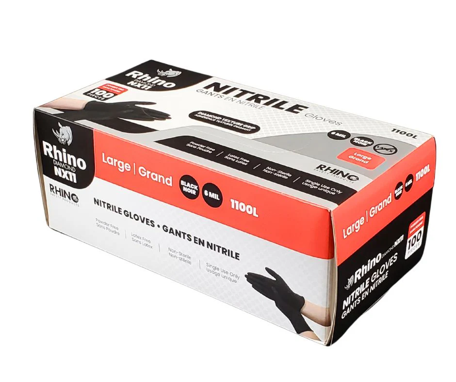 Rhino - NX11 - Black Nitrile Gloves - Diamond - 6mil - Large - 1100L - Image 7