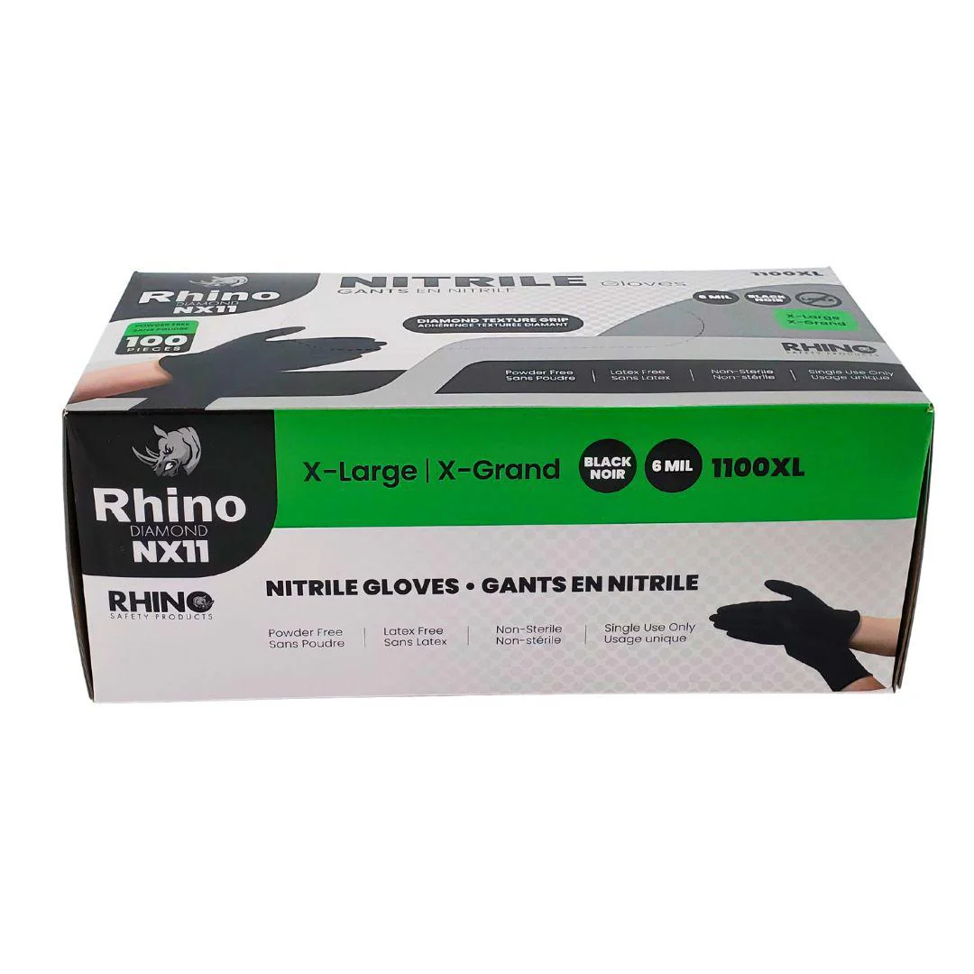 Rhino - NX11 - Black Nitrile Gloves - Diamond - 6mil - Extra Large - 1100XL - Image 2