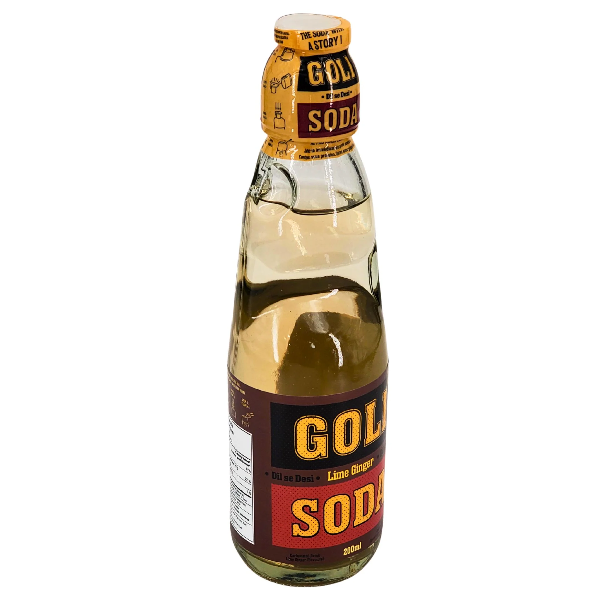 Goli Soda - Lime Ginger - Carbonated - Glass Bottle - Image 3