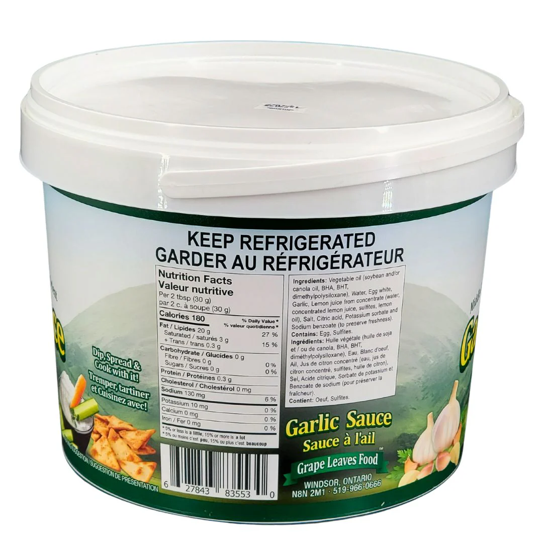 Grape Leaves - Original Garlic Sauce - Pail - Image 2