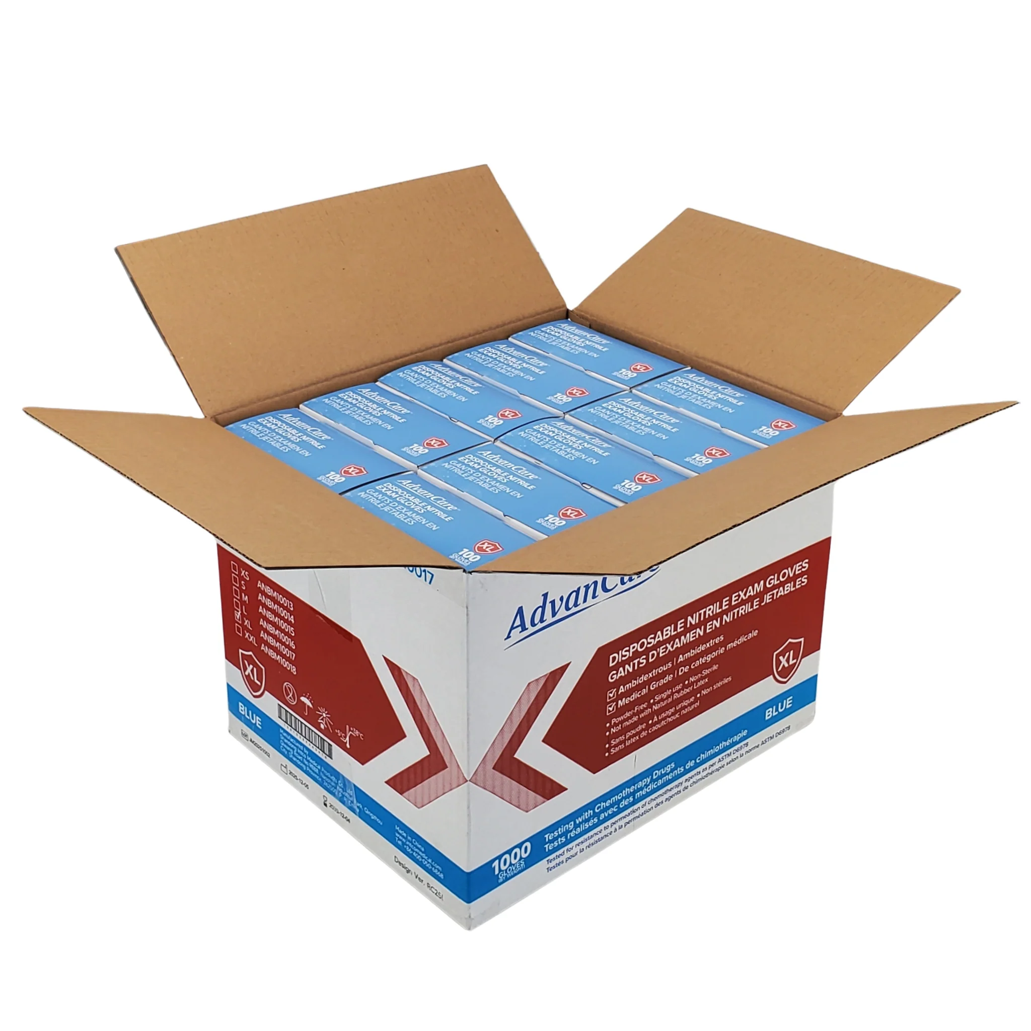 Advance Care - Nitrile Gloves Exam - Blue - X large - Image 2
