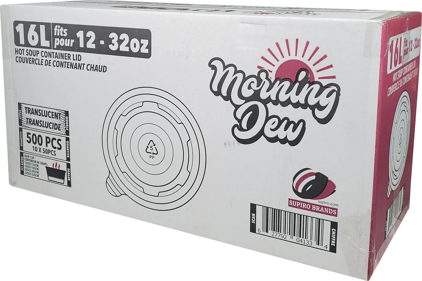 Morning Dew - Plastic Lids for 12 to 32 oz Paper Soup Container - 16L - Image 3