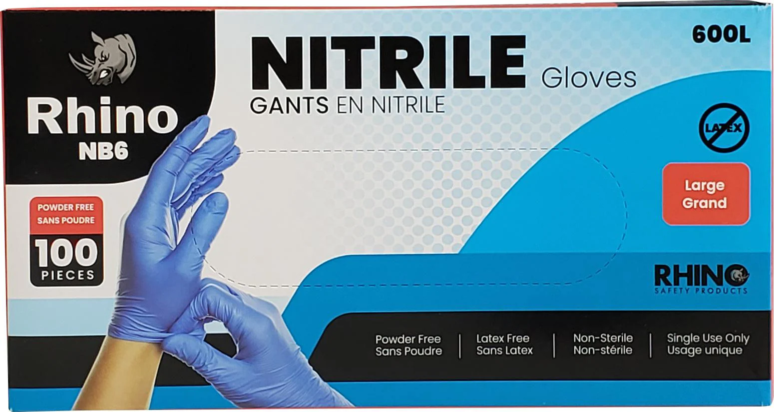Rhino - NB6 - Blue Nitrile Gloves - Large - 600L - Image 9