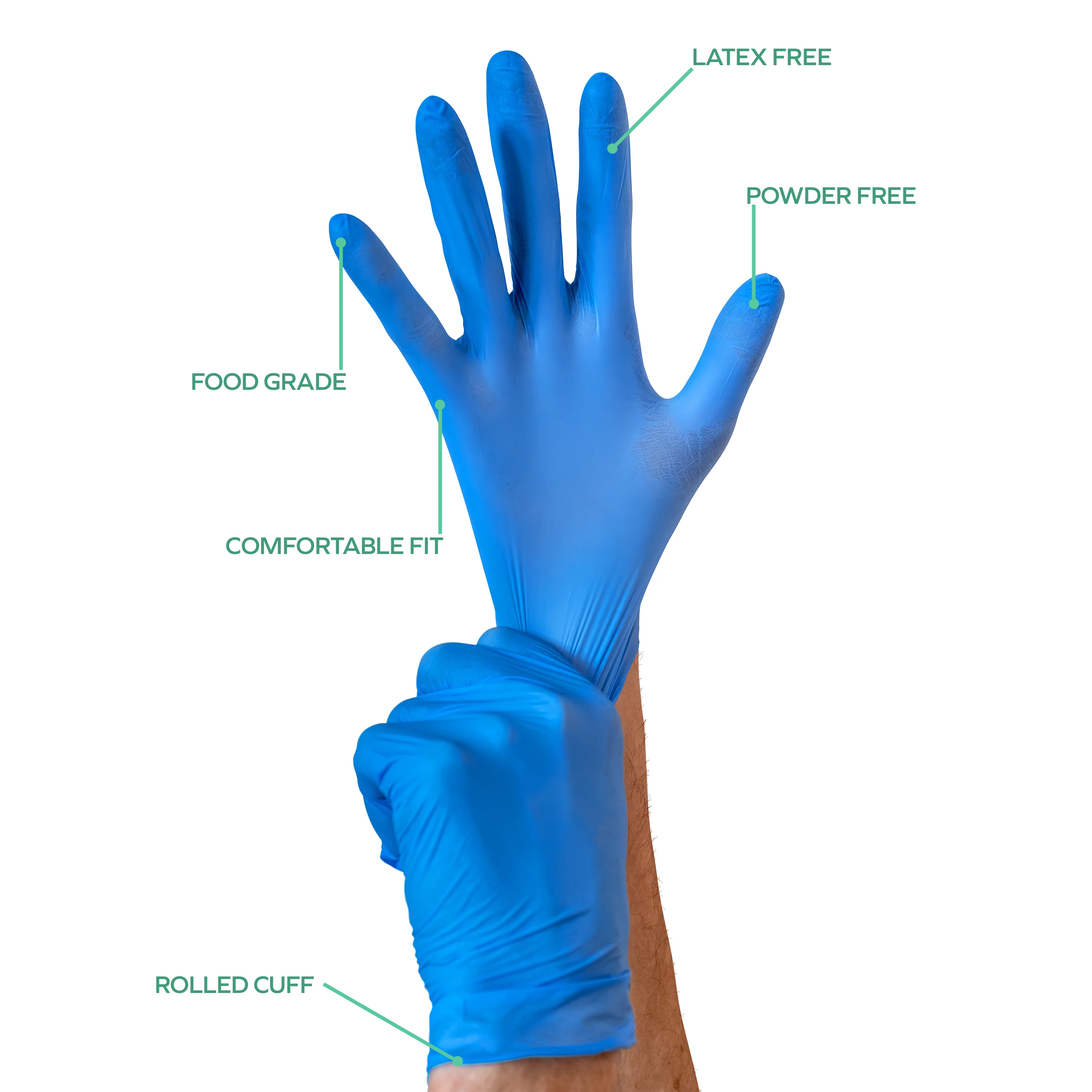 Rhino - NB6 - Blue Nitrile Gloves - Medium - 600M - Image 2