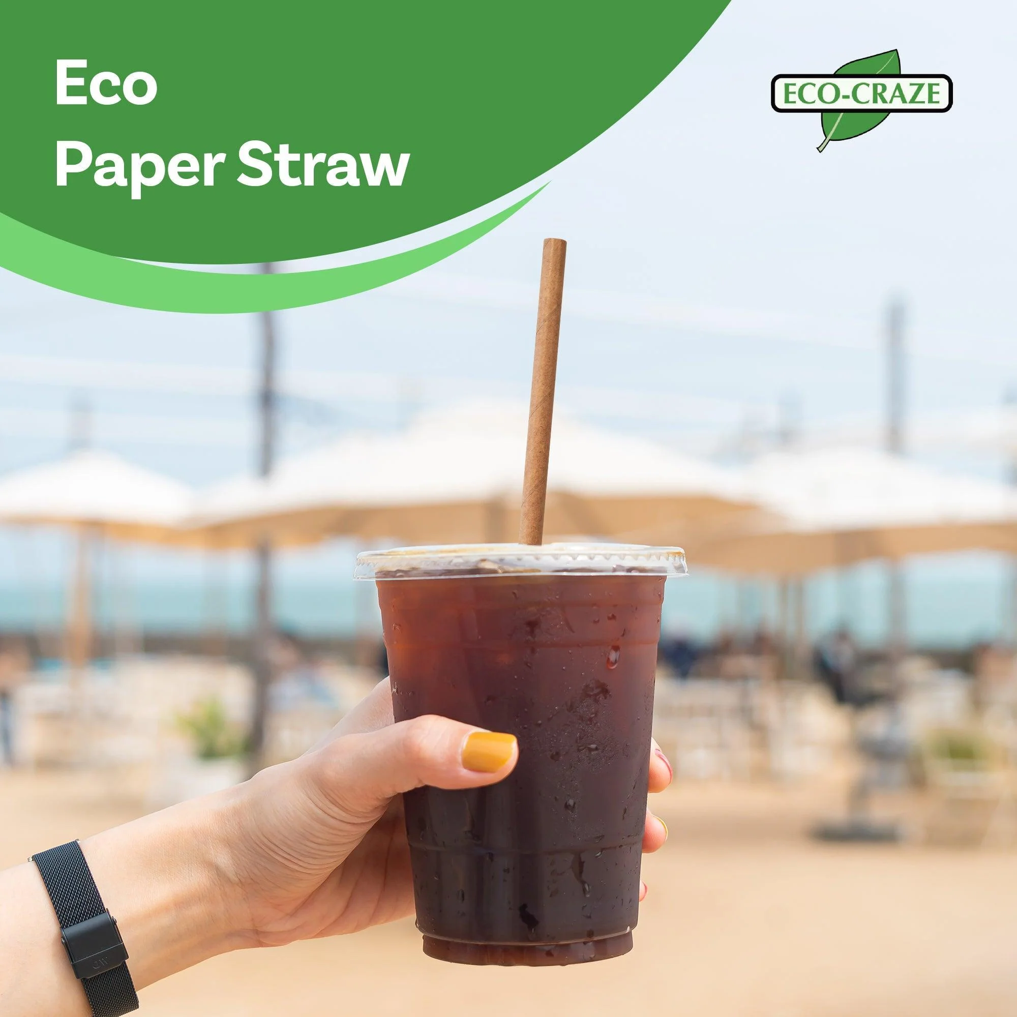 XC - Eco-Craze - 6" Brown Paper Straw - 8mm - Image 6