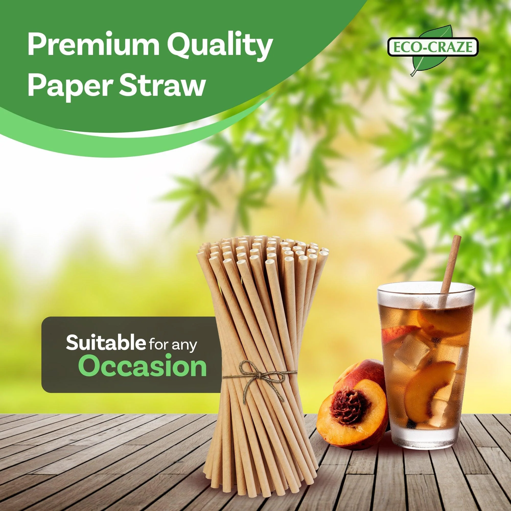 XC - Eco-Craze - 6" Brown Paper Straw - 8mm - Image 9