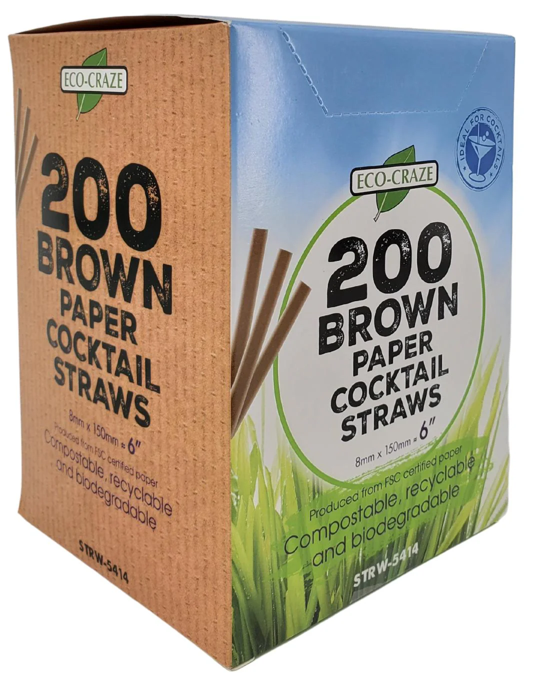 Eco-Craze - 6" Brown Paper Straw - 8 mm - Image 3