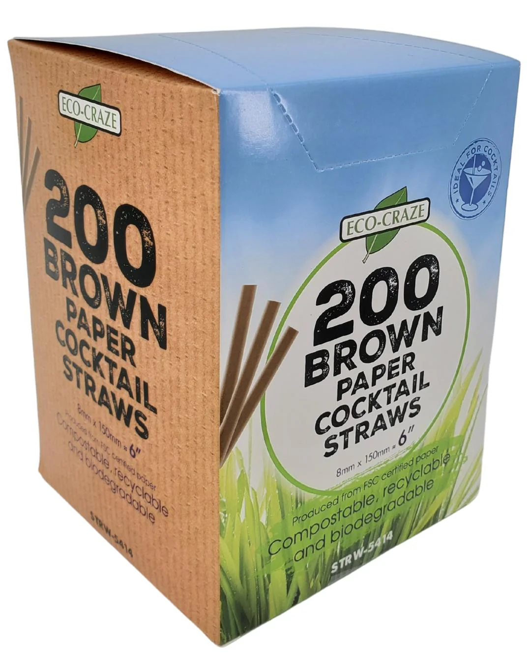Eco-Craze - 6" Brown Paper Straw - 8 mm - Image 4
