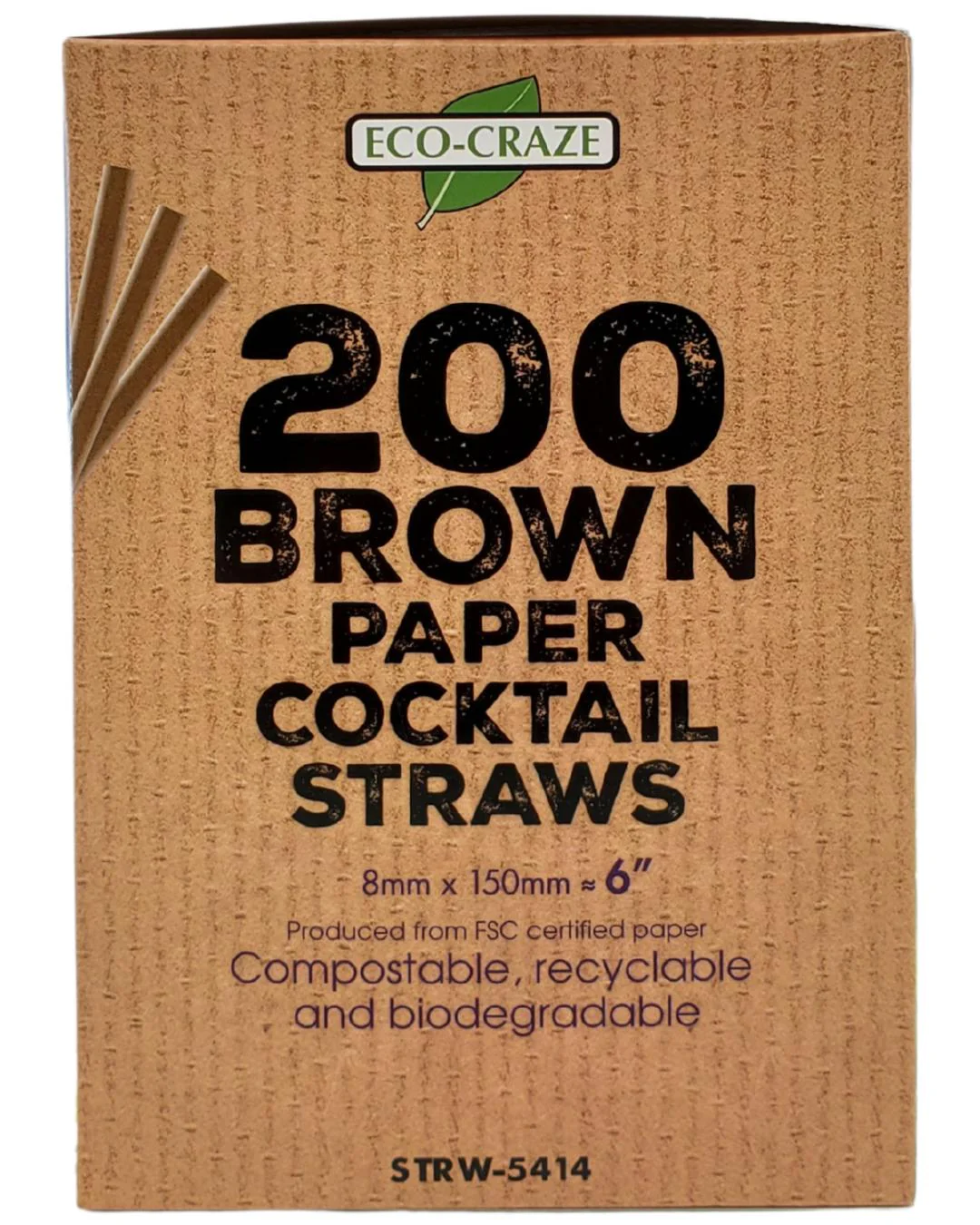 Eco-Craze - 6" Brown Paper Straw - 8 mm - Image 5