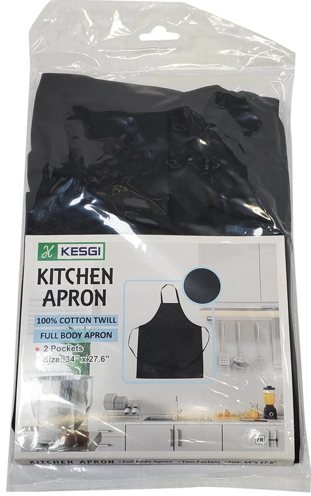 Kesgi - Apron - Full Body - Black - 2 Pockets - AP002BL - Image 2