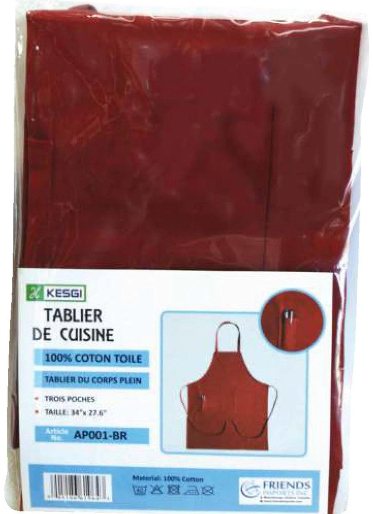 Kesgi - Apron - Full Body - Burgundy - 3 Pockets - AP001BR - Image 2