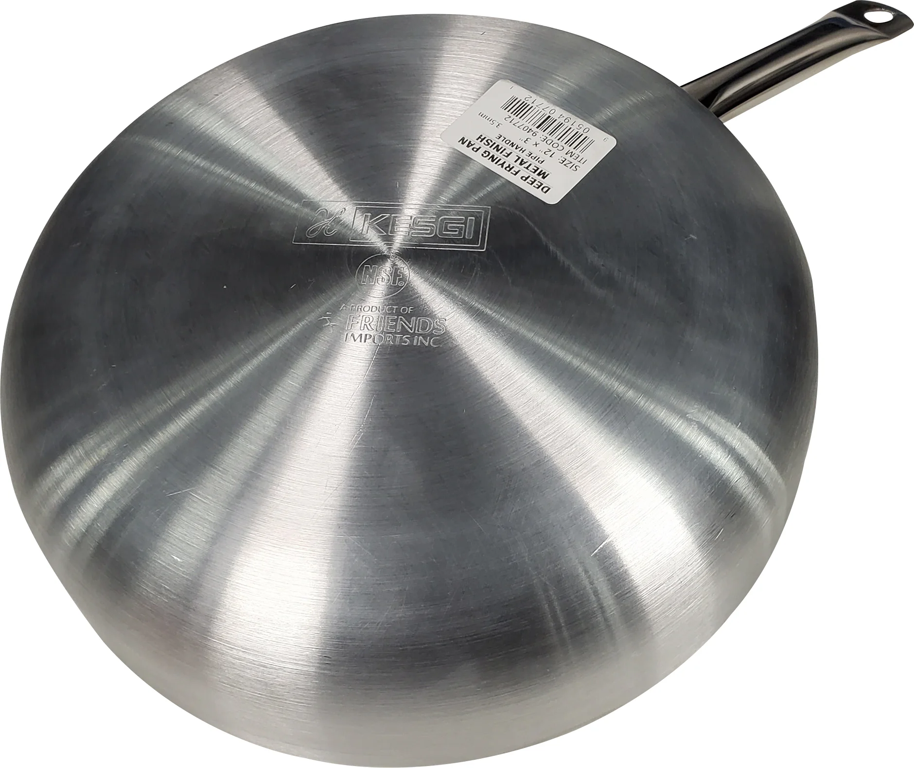 Kesgi - 12" Deep Fry Pan Metal Finish - Pipe Handle - Image 2
