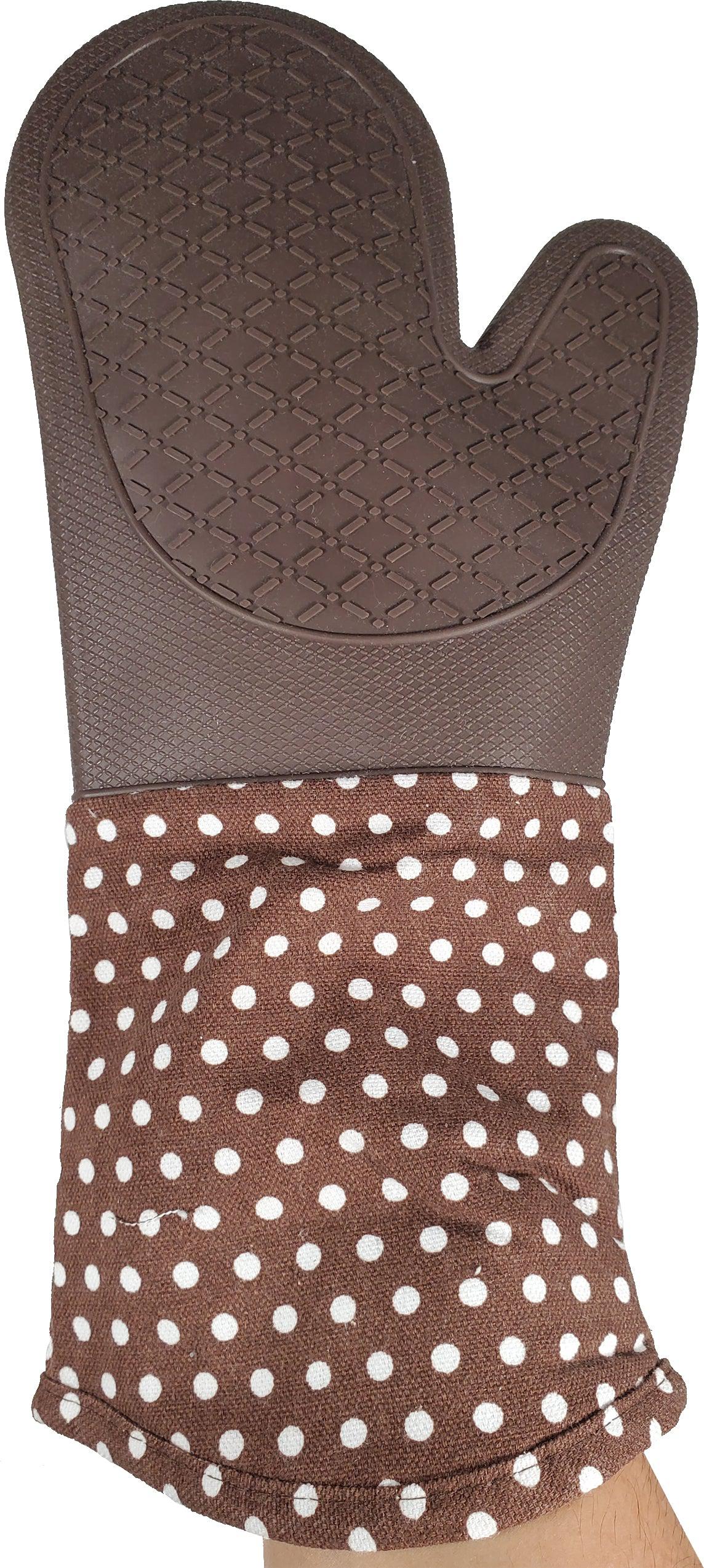 Oven Mitt - Silicone - Brown (1 pair) - QF004Brown - Image 2