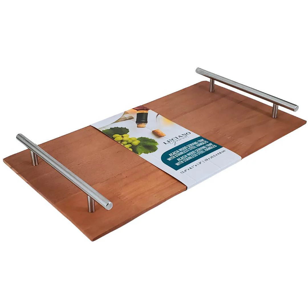 LeGourmet -  Acacia Wood Serving Tray w/ Handle, 15.25x8.25" - Image 3