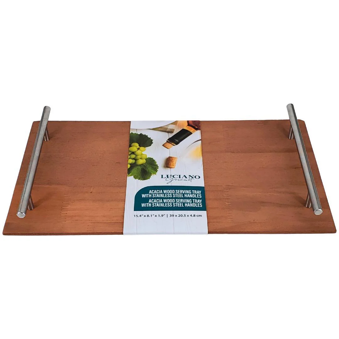 LeGourmet -  Acacia Wood Serving Tray w/ Handle, 15.25x8.25" - Image 4