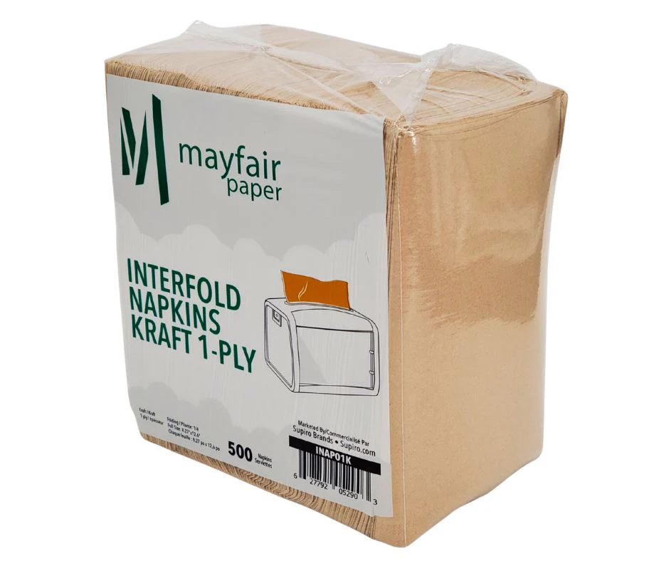 Mayfair - 1 ply Interfold Napkins 1/4 Fold - Kraft - INAP01K - Image 11