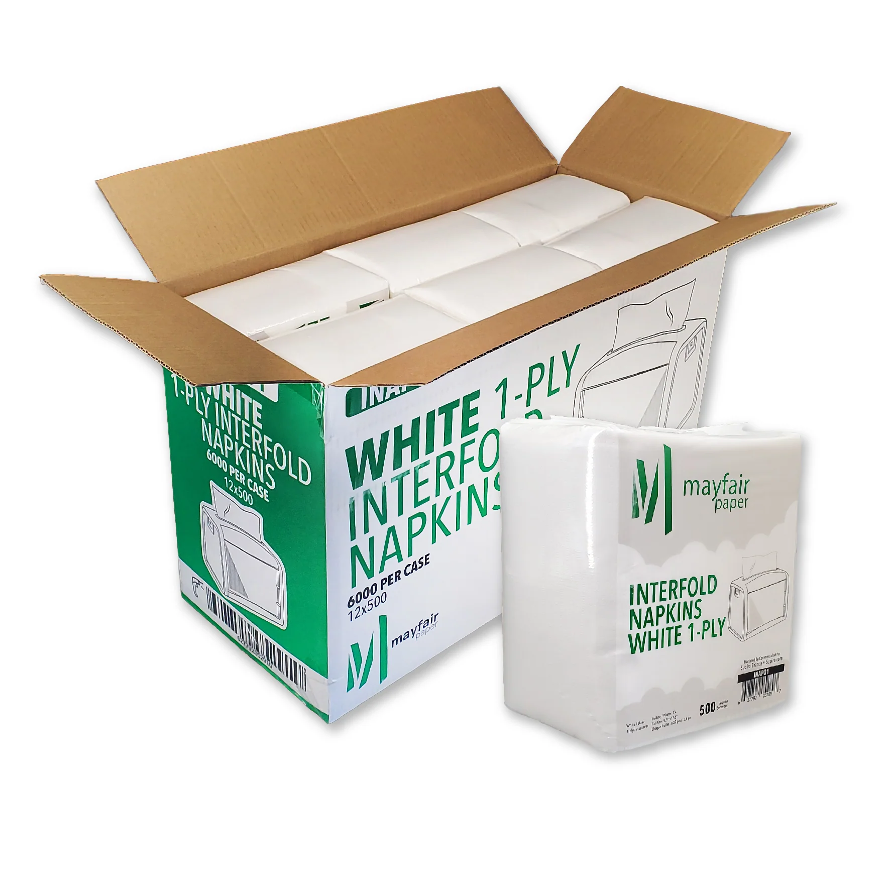 Mayfair - 1 ply Interfold Napkins 1/4 Fold - White - INAP01 - Image 3
