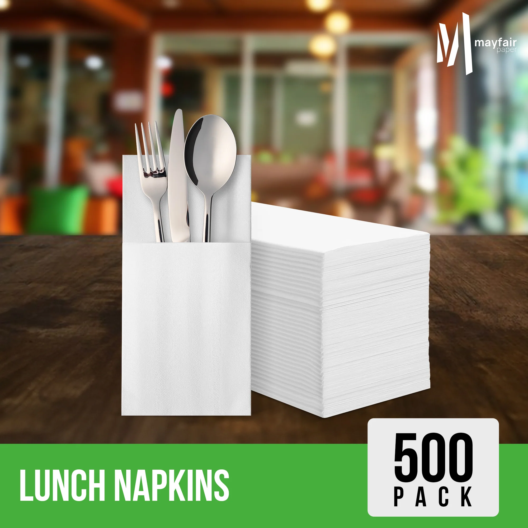 Mayfair - 1 Ply Lunch Napkins 1/4 Fold - White - LNAP01 - Image 6