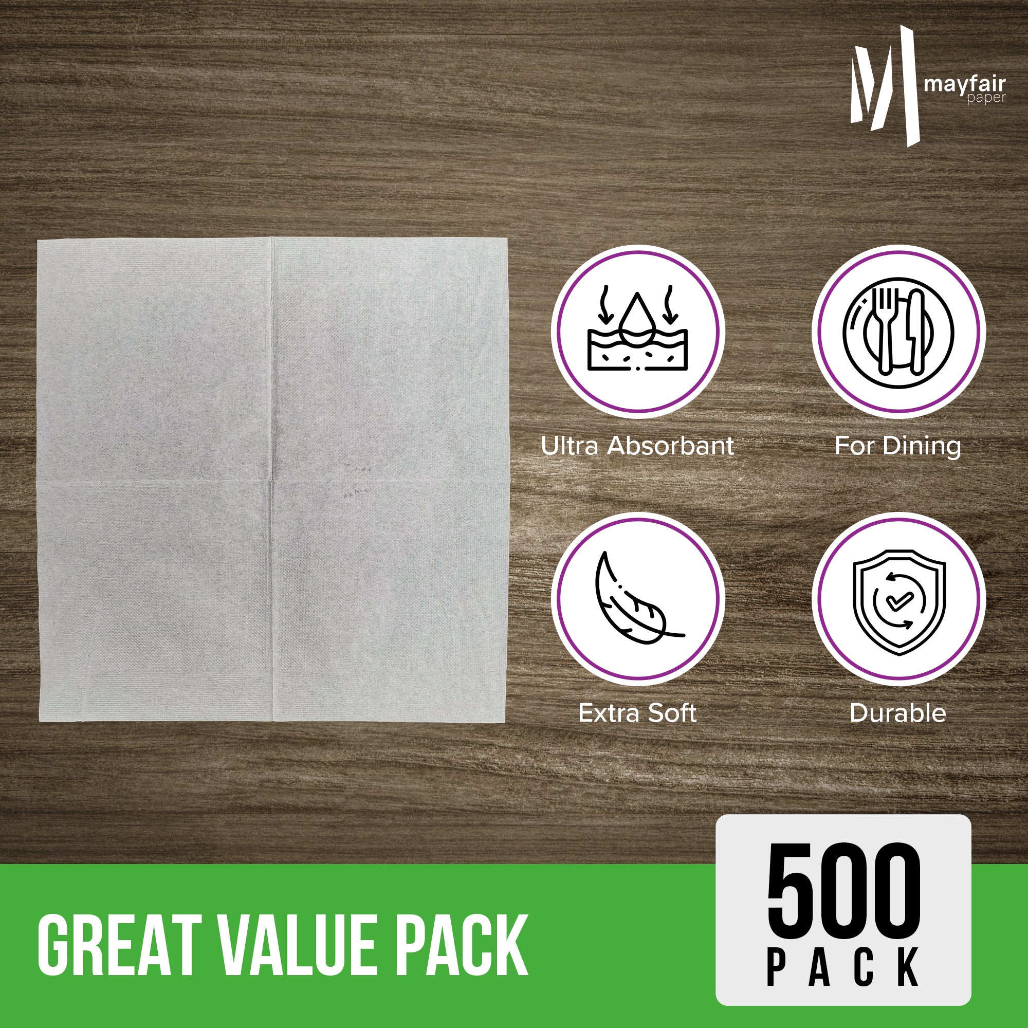 Mayfair - 1 Ply Lunch Napkins 1/4 Fold - White - LNAP01 - Image 8