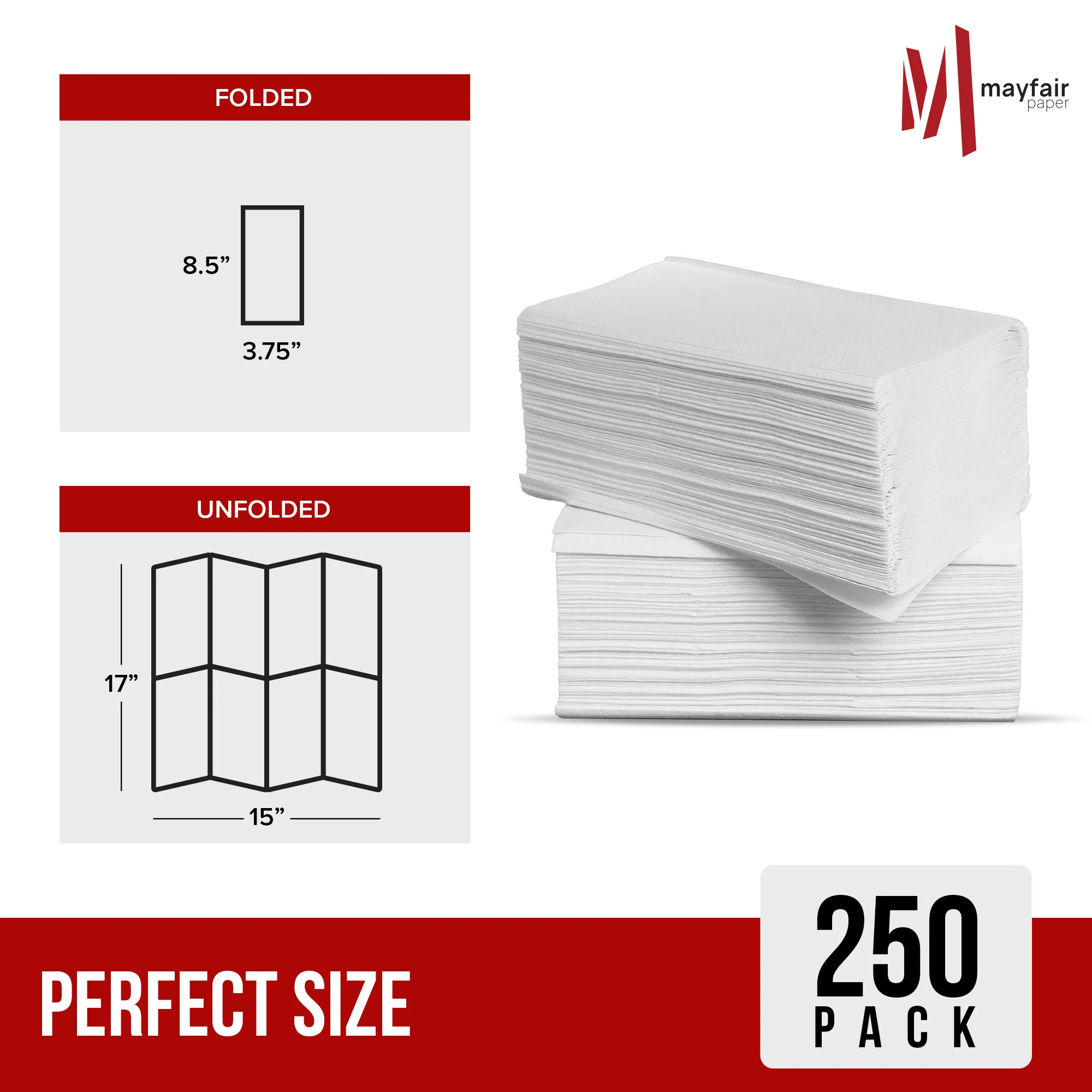 Mayfair - 1 Ply Dinner Napkins 1/8 Fold - White - DNAP01 - Image 3