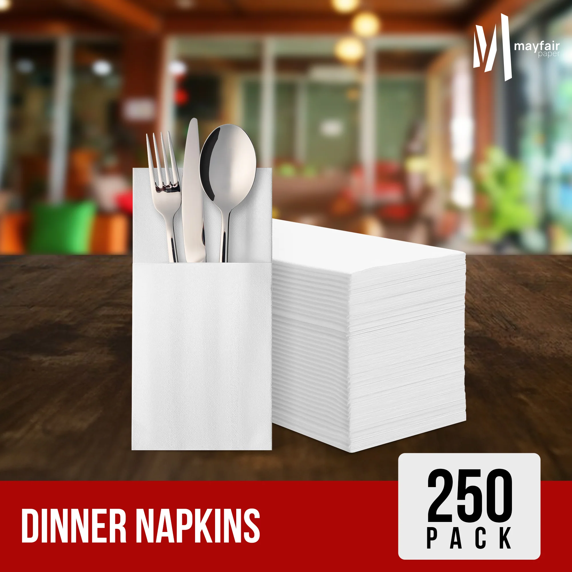 Mayfair - 1 Ply Dinner Napkins 1/8 Fold - White - DNAP01 - Image 5