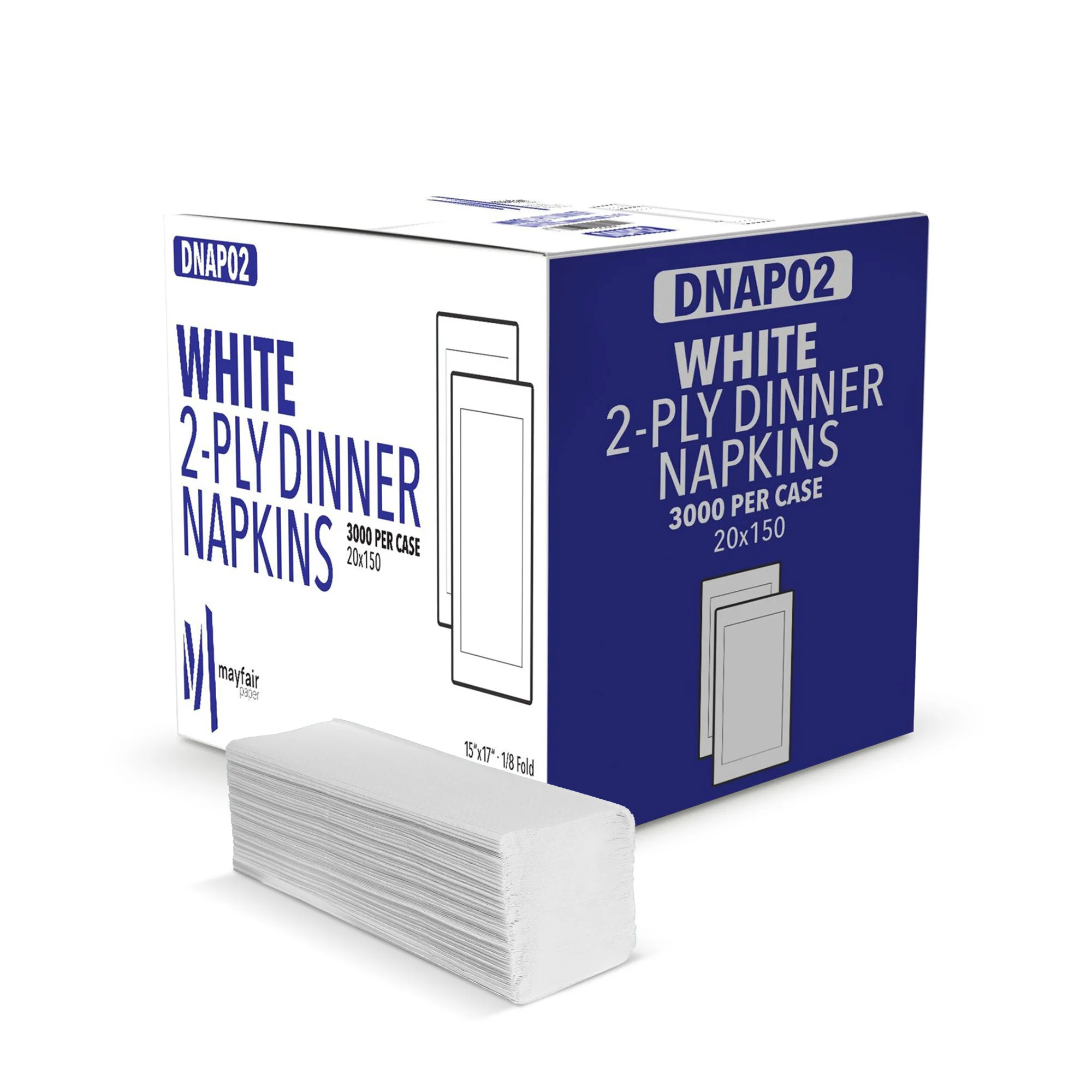 Mayfair - 2 Ply Dinner Napkins 1/8 Fold - White DNAP02 - Image 3
