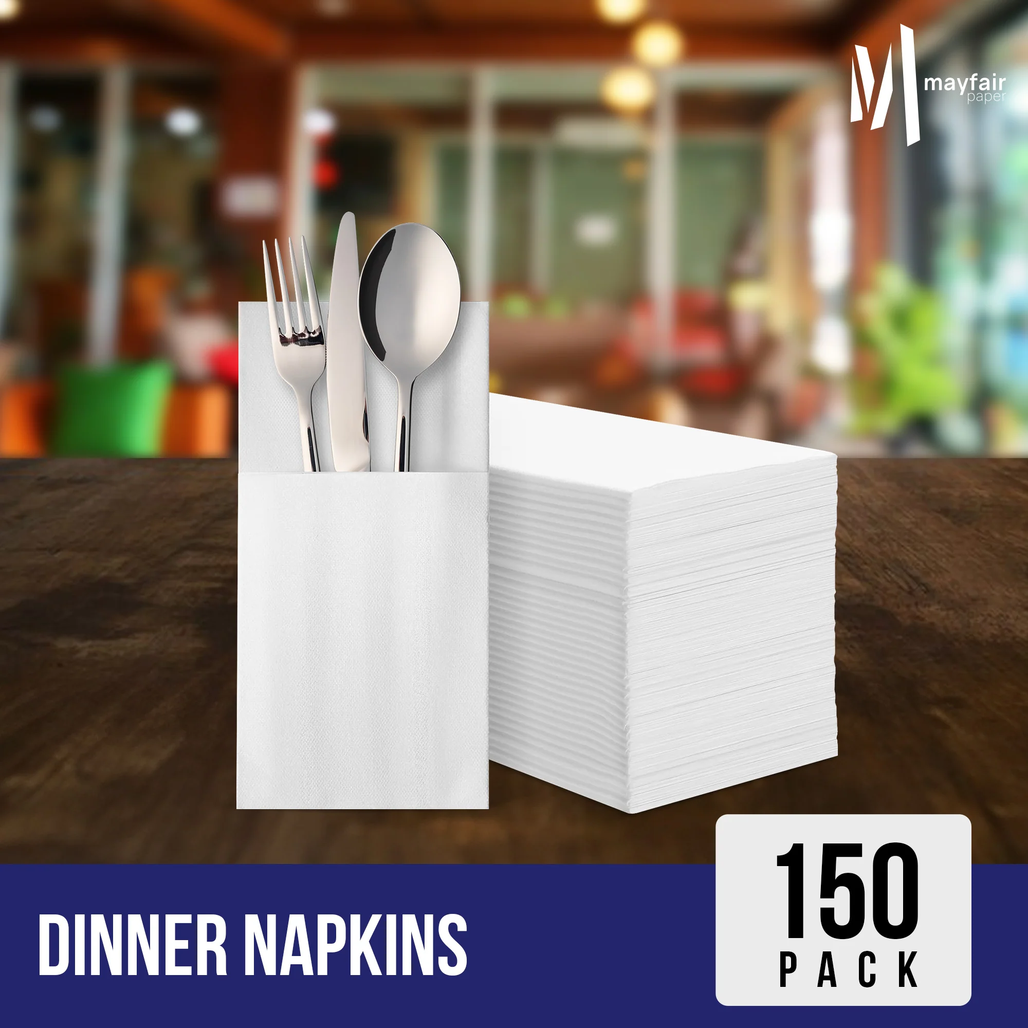 Mayfair - 2 Ply Dinner Napkins 1/8 Fold - White DNAP02 - Image 4