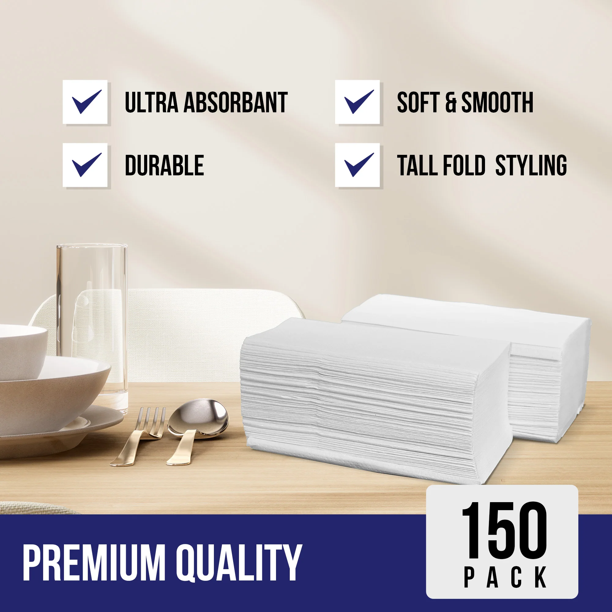 Mayfair - 2 Ply Dinner Napkins 1/8 Fold - White DNAP02 - Image 6