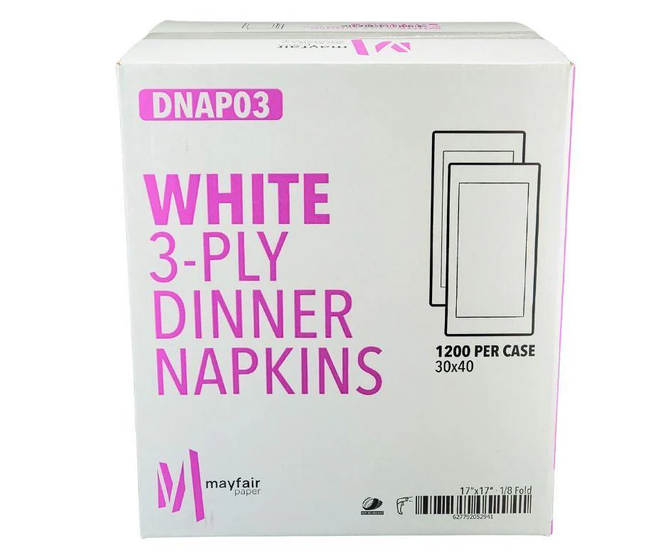 Mayfair - 3 ply Dinner Napkins 1/8 Fold - White - DNAP03 - Image 9