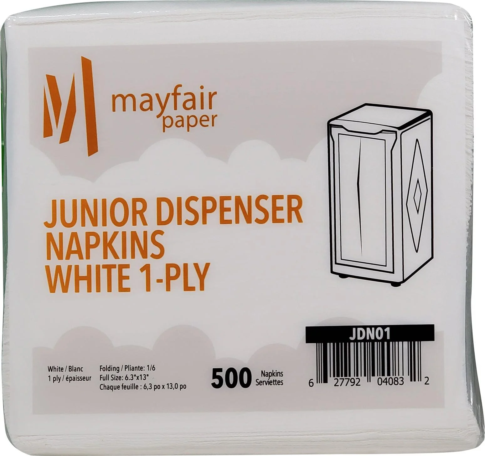 Mayfair - 1 Ply Junior Dispenser Napkins 1/6 Fold - White - JDN01 - Image 9