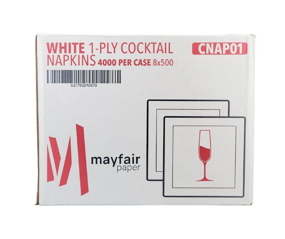Mayfair - 1 Ply Cocktail Napkins 1/4 Fold - White - CNAP01 - Image 11
