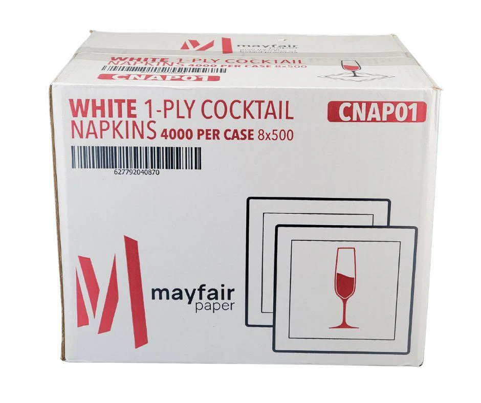 Mayfair - 1 Ply Cocktail Napkins 1/4 Fold - White - CNAP01 - Image 12