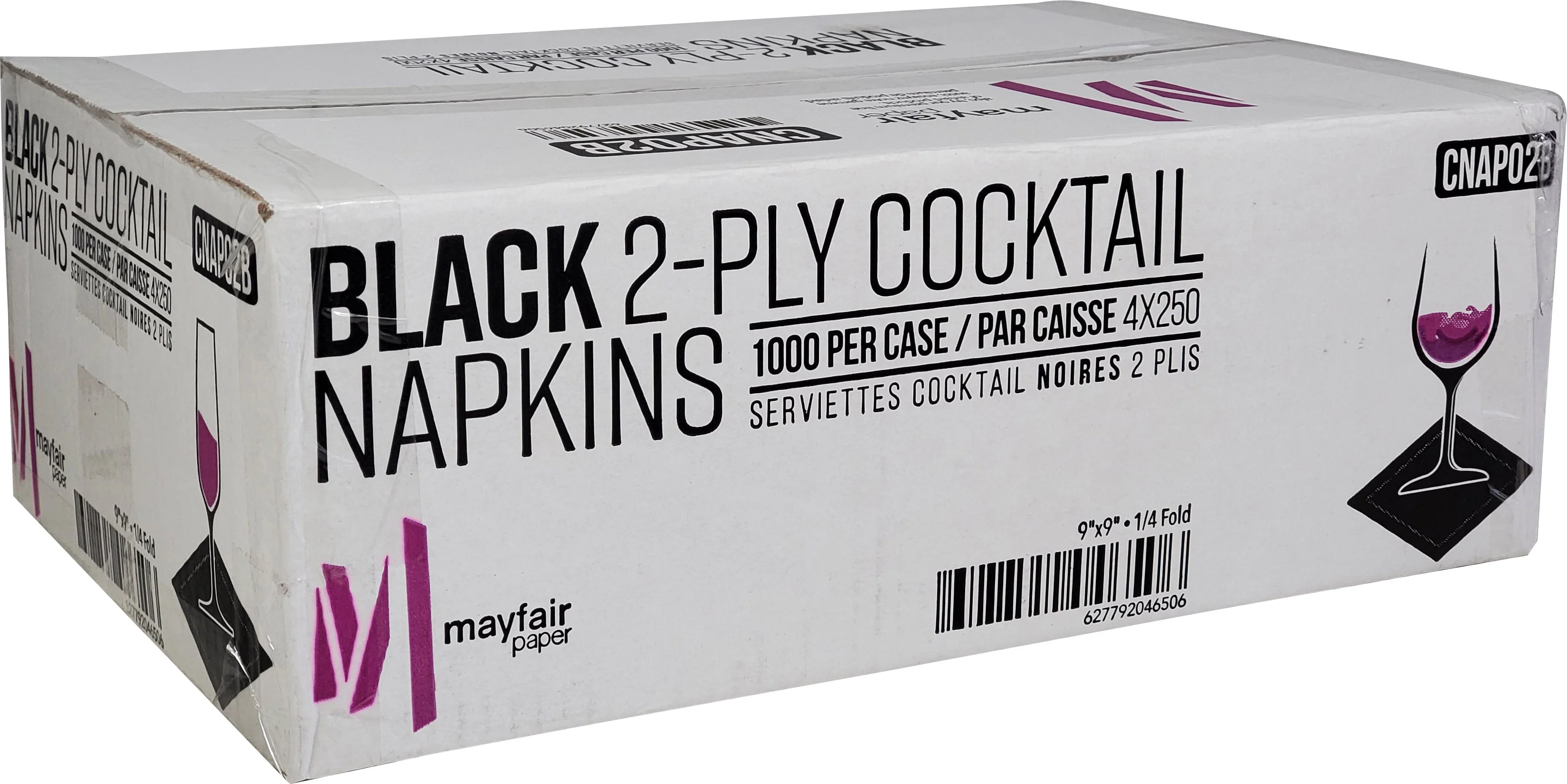 Mayfair - 2 Ply Cocktail Napkins 1/4 Fold - Black - CNAP02B - Image 10