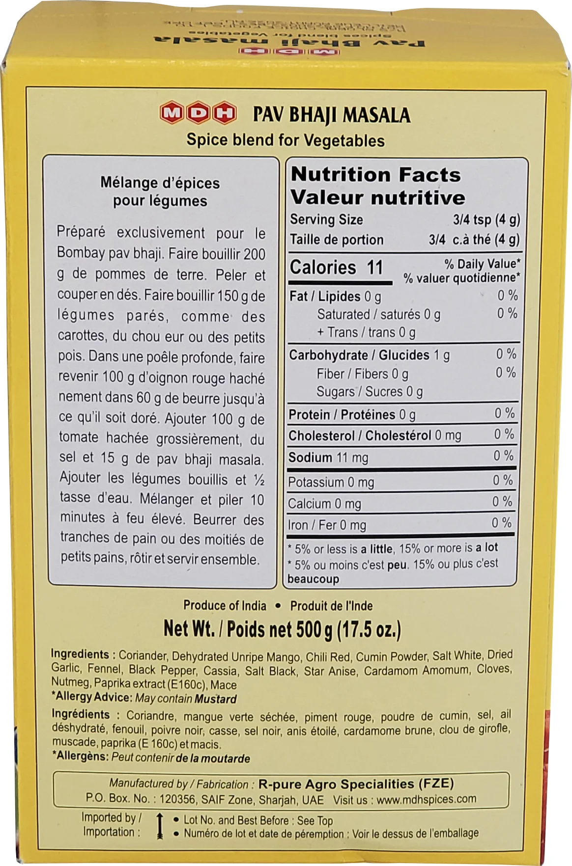 MDH - Pav Bhaji Masala - 500g - Image 3