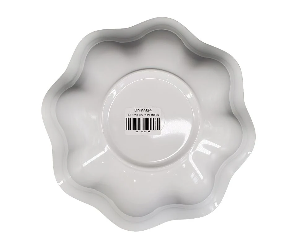 Melamine Flower Bowl - White -  12.2" - Image 3