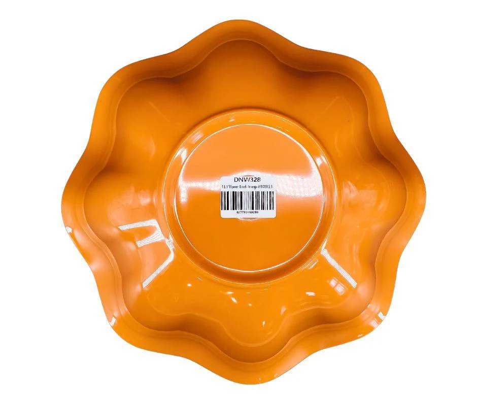Melamine Flower Bowl - Orange - 13.9" - Image 3