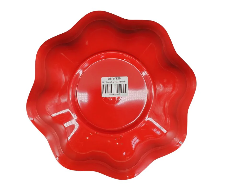 Melamine Flower Bowl - Red - 13.9" - Image 3
