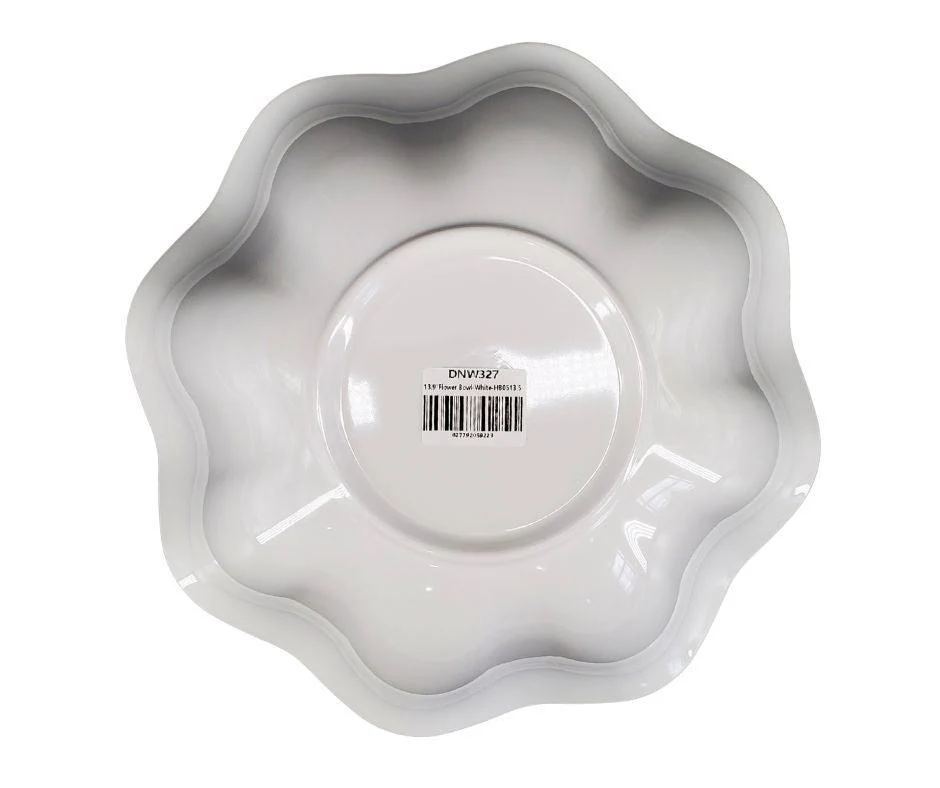 Melamine Flower Bowl - White -  13.9" - Image 3