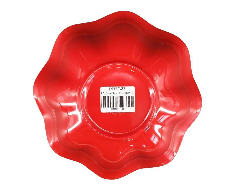 Melamine Flower Bowl - Red - 9.8" - Image 3