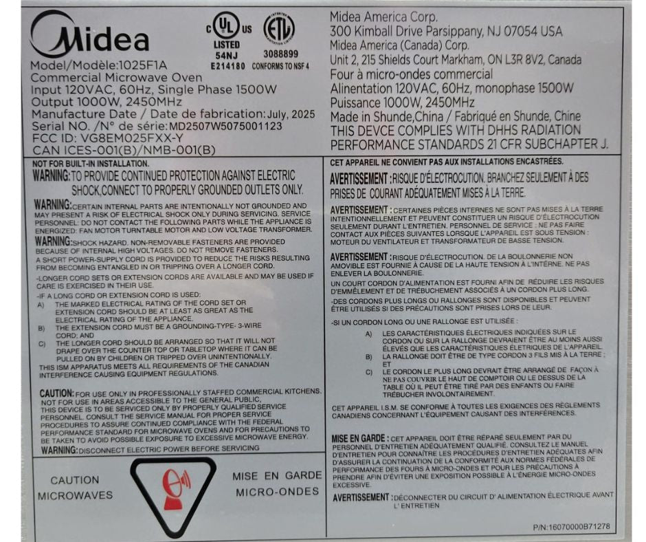 Midea - Commercial Microwave - 1000W - 0.9 CF - Image 2