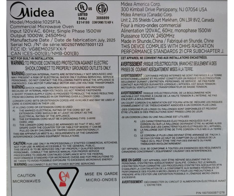 Midea - Commercial Microwave - 1000W - 1.2 CF - Image 5