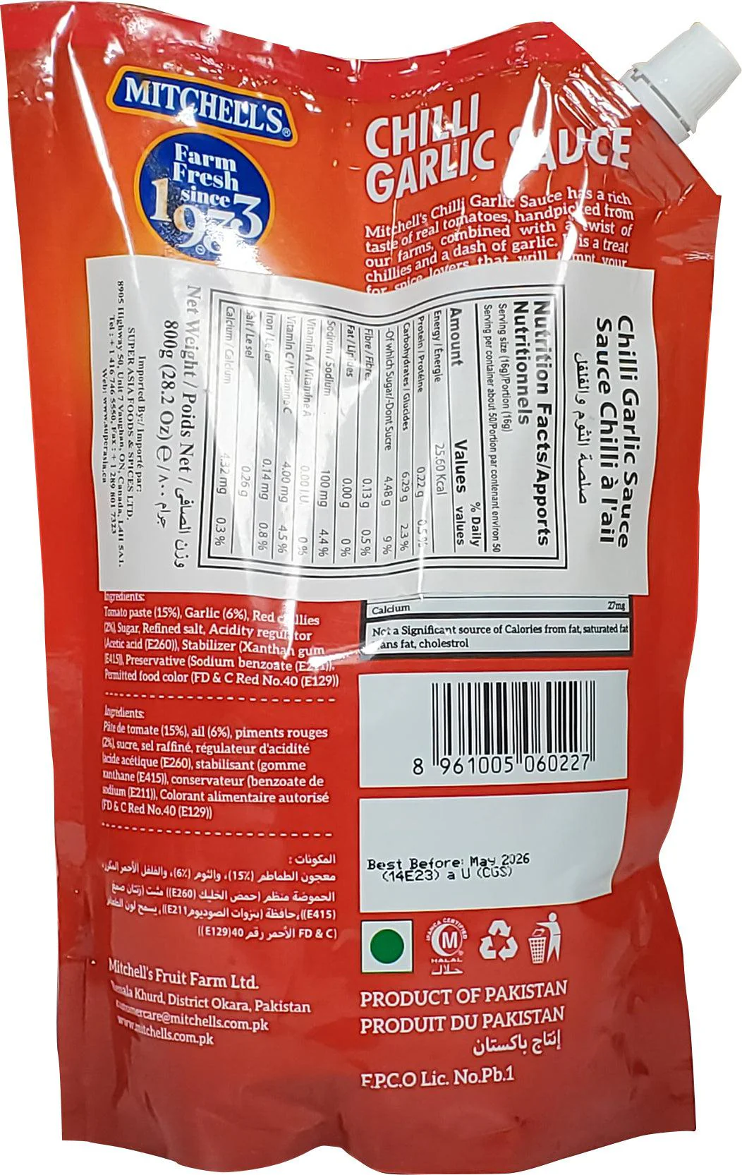 Mitchell's - Chilli Garlic Sauce Pouch - 800g - Image 2