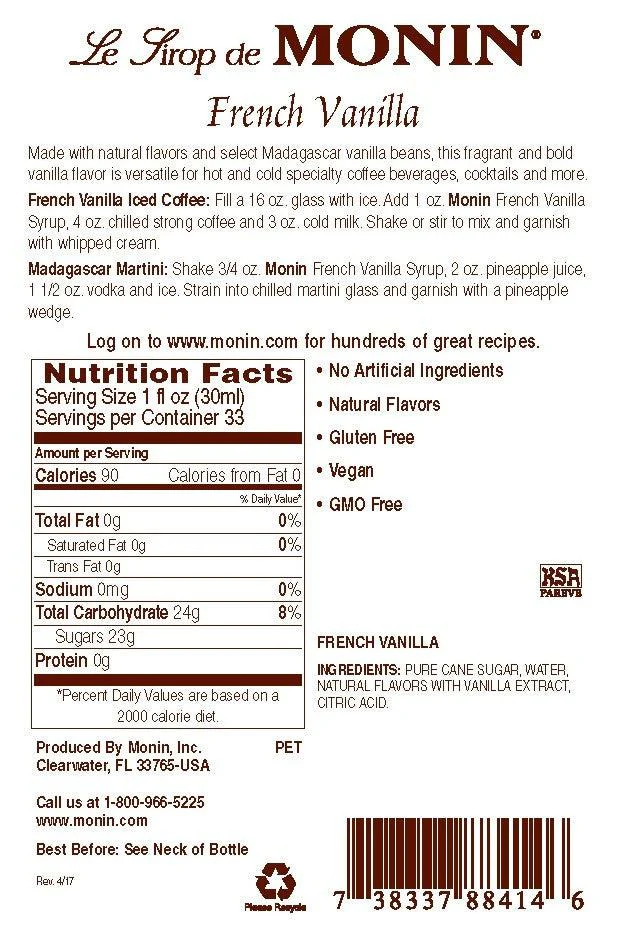 Monin - French Vanilla Syrup - Image 3