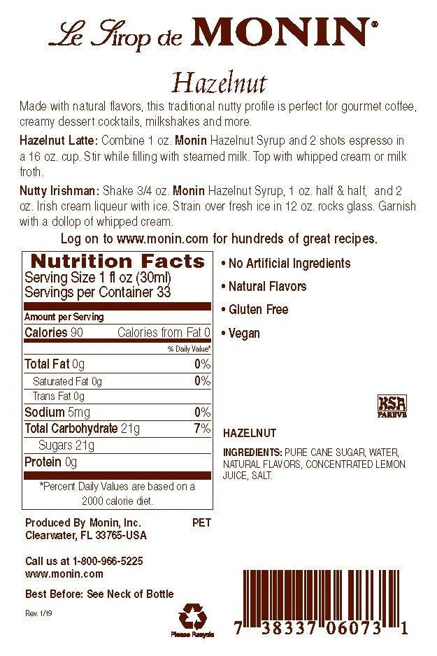 Monin - Hazelnut Syrup - Image 3